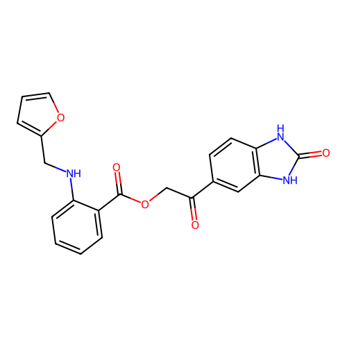 2-(2,3-Dihydro-2-oxo-1H-benzimidazol-5-yl)-2-oxoethyl 2-[(2-furanylmethyl)amino]benzoate structure
