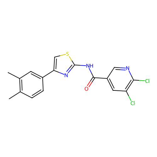 5,6-dichloro-N-[4-(3,4-dimethylphenyl)-1,3-thiazol-2-yl]pyridine-3-carboxamide structure