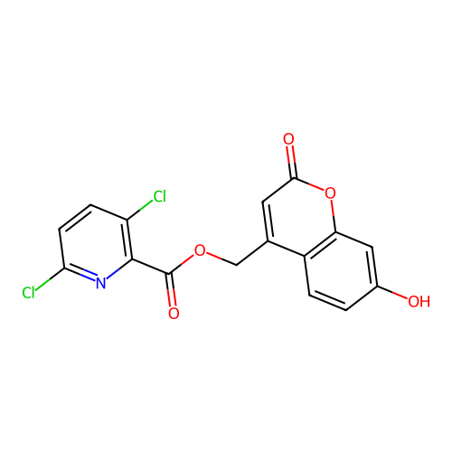 (7-Hydroxy-2-oxochromen-4-yl)methyl 3,6-dichloropyridine-2-carboxylate structure