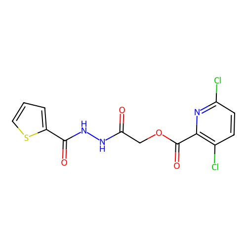 [2-oxo-2-[2-(thiophene-2-carbonyl)hydrazinyl]ethyl] 3,6-dichloropyridine-2-carboxylate structure