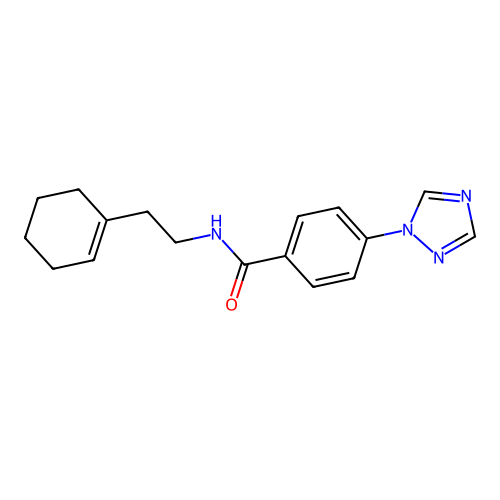 N-[2-(cyclohexen-1-yl)ethyl]-4-(1,2,4-triazol-1-yl)benzamide structure