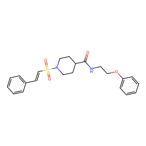 N-(2-phenoxyethyl)-1-(2-phenylethenesulfonyl)piperidine-4-carboxamide structure