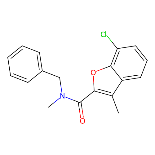 N-benzyl-7-chloro-N,3-dimethyl-1-benzofuran-2-carboxamide structure