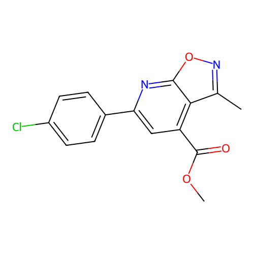 Methyl 6-(4-chlorophenyl)-3-methylisoxazolo[5,4-b]pyridine-4-carboxylate structure