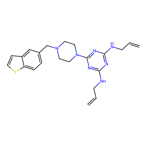 1-(4,6-Bis-allylamino-s-triazin-2-yl)-4-(benzothien-5-ylmethyl)piperazine structure