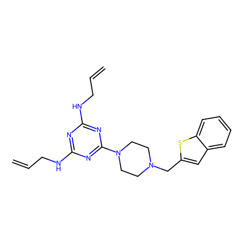 1-(4,6-Bis-allylamino-s-triazin-2-yl)-4-(benzothien-2-ylmethyl)piperazine structure