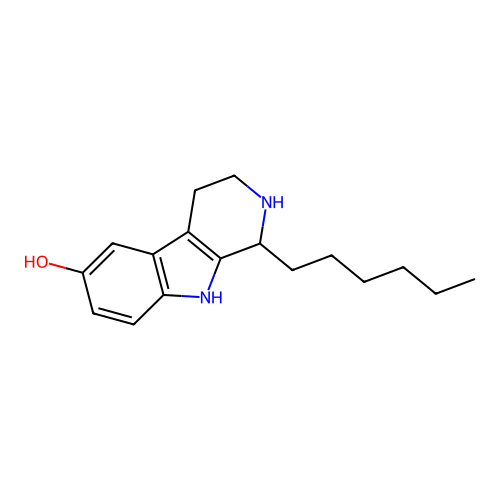 1H-Pyrido(3,4-b)indol-6-ol, 2,3,4,9-tetrahydro-1-hexyl-, monohydrochloride structure