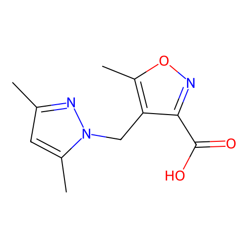 4-(3,5-Dimethyl-pyrazol-1-ylmethyl)-5-methyl-isoxazole-3-carboxylic acid structure