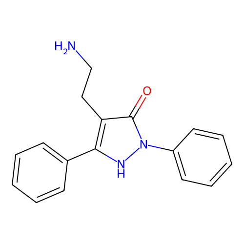 4-(2-aminoethyl)-2,5-diphenyl-1,2-dihydro-3H-pyrazol-3-one structure