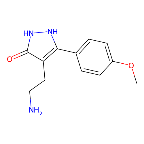 4-(2-aminoethyl)-5-(4-methoxyphenyl)-1,2-dihydro-3H-pyrazol-3-one structure