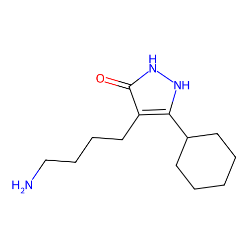 4-(4-aminobutyl)-5-cyclohexyl-1,2-dihydro-3H-pyrazol-3-one structure