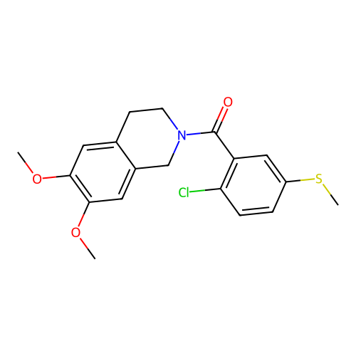 (2-chloro-5-(methylthio)phenyl)(6,7-dimethoxy-3,4-dihydroisoquinolin-2(1H)-yl)methanone structure