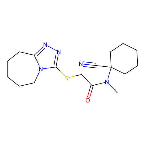 N-(1-cyanocyclohexyl)-N-methyl-2-(6,7,8,9-tetrahydro-5H-[1,2,4]triazolo[4,3-a]azepin-3-ylsulfanyl)acetamide structure