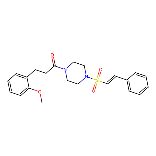 3-(2-methoxyphenyl)-1-[4-[(E)-2-phenylethenyl]sulfonylpiperazin-1-yl]propan-1-one structure