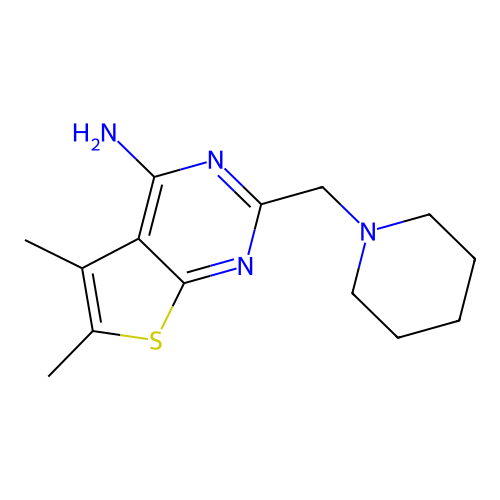 5,6-Dimethyl-2-(piperidin-1-ylmethyl)thieno[2,3-d]pyrimidin-4-amine structure