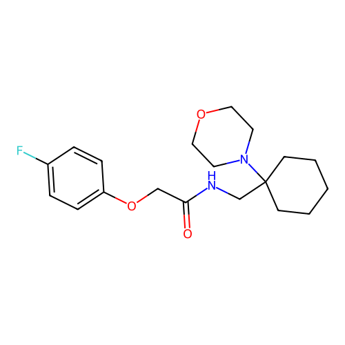 2-(4-fluorophenoxy)-N-[(1-morpholin-4-ylcyclohexyl)methyl]acetamide structure