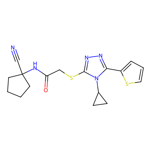 N-(1-cyanocyclopentyl)-2-[(4-cyclopropyl-5-thiophen-2-yl-1,2,4-triazol-3-yl)sulfanyl]acetamide structure