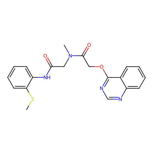 2-[methyl-(2-quinazolin-4-yloxyacetyl)amino]-N-(2-methylsulfanylphenyl)acetamide structure