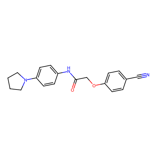 2-(4-cyanophenoxy)-N-(4-pyrrolidin-1-ylphenyl)acetamide structure
