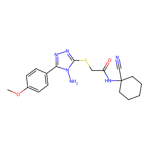 2-[[4-amino-5-(4-methoxyphenyl)-1,2,4-triazol-3-yl]sulfanyl]-N-(1-cyanocyclohexyl)acetamide structure
