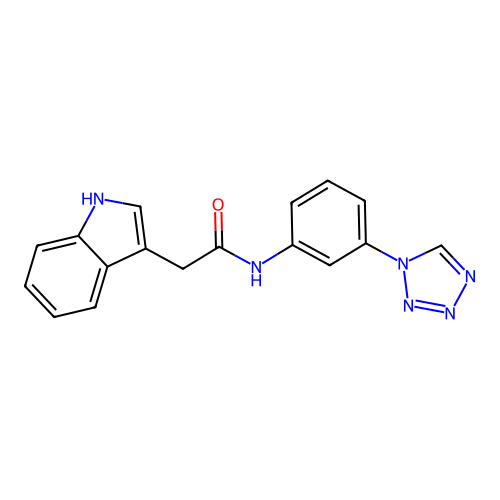 2-(1H-indol-3-yl)-N-[3-(1H-tetrazol-1-yl)phenyl]acetamide structure