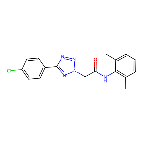 2-[5-(4-chlorophenyl)-2H-tetrazol-2-yl]-N-(2,6-dimethylphenyl)acetamide structure