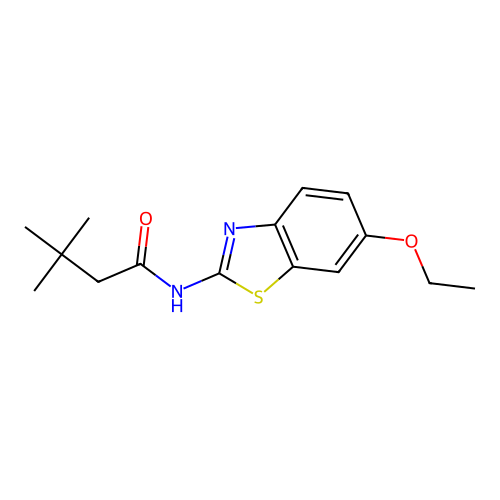 N-(6-ethoxy-1,3-benzothiazol-2-yl)-3,3-dimethylbutanamide structure