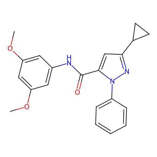 3-cyclopropyl-N-(3,5-dimethoxyphenyl)-1-phenyl-1H-pyrazole-5-carboxamide structure