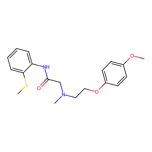 2-[2-(4-methoxyphenoxy)ethyl-methylamino]-N-(2-methylsulfanylphenyl)acetamide structure