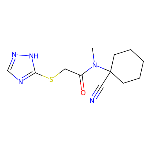 N-(1-cyanocyclohexyl)-N-methyl-2-(4H-1,2,4-triazol-3-ylsulfanyl)acetamide structure