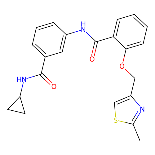 N-[3-(cyclopropylcarbamoyl)phenyl]-2-[(2-methyl-1,3-thiazol-4-yl)methoxy]benzamide structure