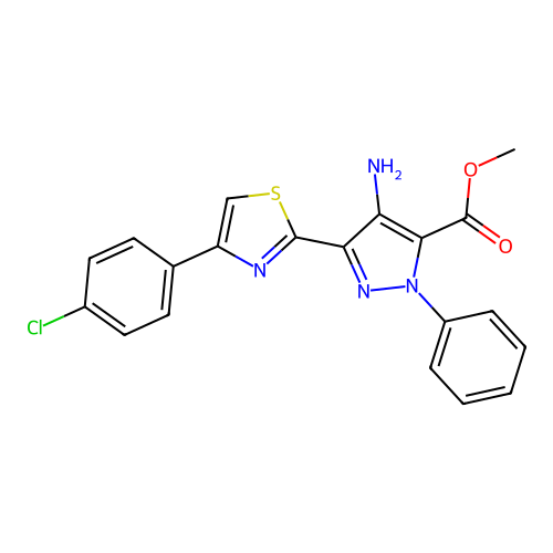 methyl 4-amino-3-[4-(4-chlorophenyl)-1,3-thiazol-2-yl]-1-phenyl-1H-pyrazole-5-carboxylate structure