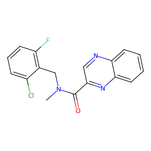 N-[(2-chloro-6-fluorophenyl)methyl]-N-methylquinoxaline-2-carboxamide structure