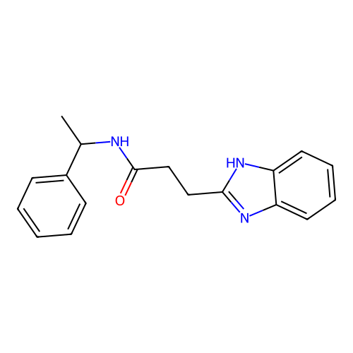 3-(1H-benzimidazol-2-yl)-N-(1-phenylethyl)propanamide structure