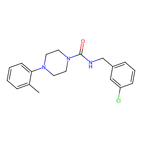 N-[(3-chlorophenyl)methyl]-4-(2-methylphenyl)piperazine-1-carboxamide structure