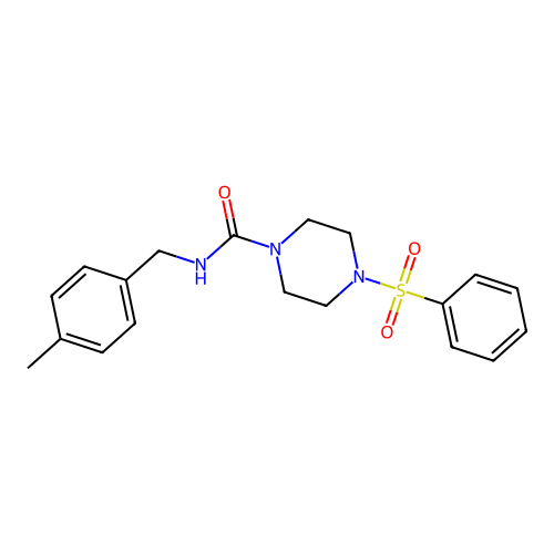 4-(benzenesulfonyl)-N-[(4-methylphenyl)methyl]piperazine-1-carboxamide structure