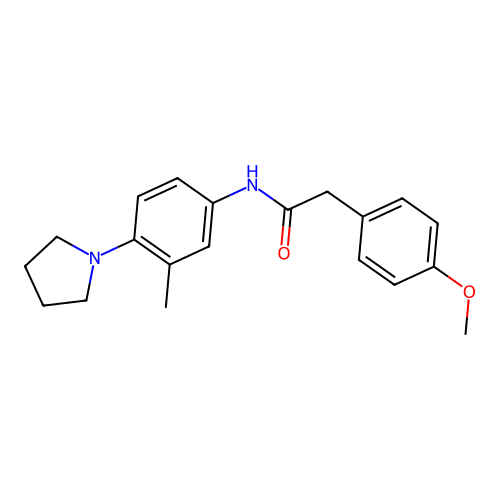 2-(4-methoxyphenyl)-N-(3-methyl-4-pyrrolidin-1-ylphenyl)acetamide structure