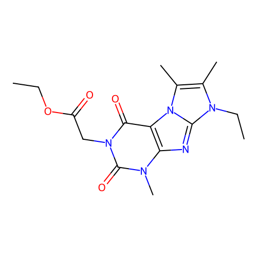 Ethyl 2-(6-ethyl-4,7,8-trimethyl-1,3-dioxopurino[7,8-a]imidazol-2-yl)acetate structure