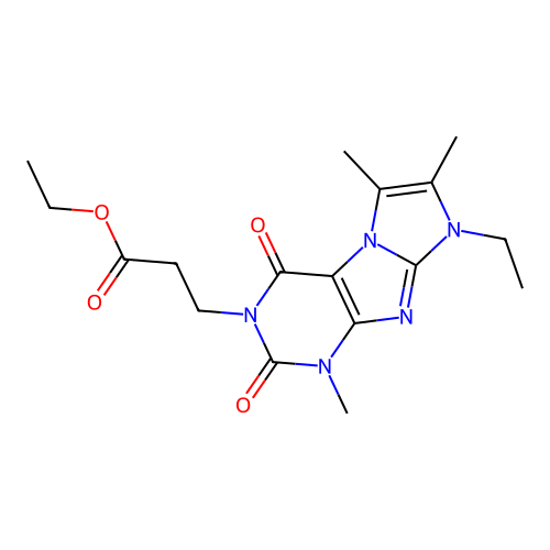Ethyl 3-(6-ethyl-4,7,8-trimethyl-1,3-dioxopurino[7,8-a]imidazol-2-yl)propanoate structure