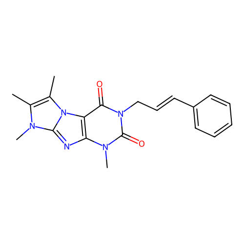 4,6,7,8-tetramethyl-2-[(E)-3-phenylprop-2-enyl]purino[7,8-a]imidazole-1,3-dione structure