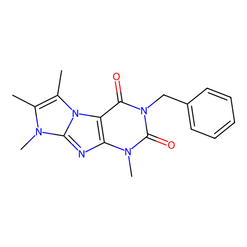 3-benzyl-1,6,7,8-tetramethyl-1H-imidazo[2,1-f]purine-2,4(3H,8H)-dione structure