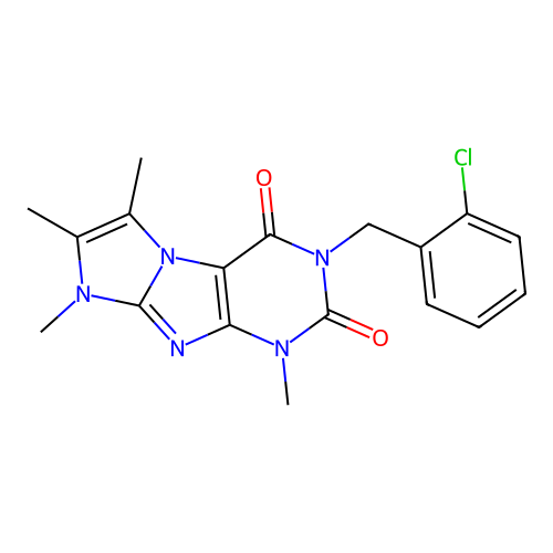 2-[(2-Chlorophenyl)methyl]-4,6,7,8-tetramethylpurino[7,8-a]imidazole-1,3-dione structure