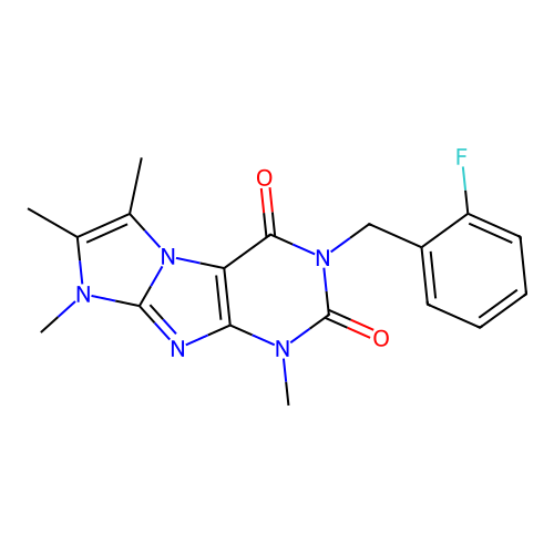 2-[(2-Fluorophenyl)methyl]-4,6,7,8-tetramethylpurino[7,8-a]imidazole-1,3-dione structure