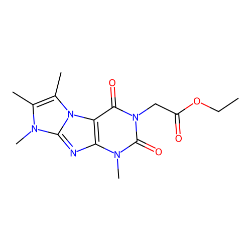 Ethyl 2-(4,6,7,8-tetramethyl-1,3-dioxopurino[7,8-a]imidazol-2-yl)acetate structure