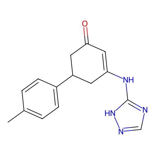 5-(4-methylphenyl)-3-(4H-1,2,4-triazol-3-ylamino)cyclohex-2-en-1-one structure