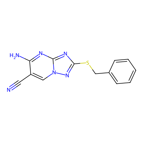 5-Amino-2-(benzylsulfanyl)[1,2,4]triazolo[1,5-a]pyrimidine-6-carbonitrile structure