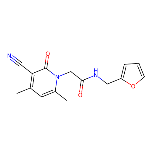 2-(3-cyano-4,6-dimethyl-2-oxopyridin-1(2H)-yl)-N-(furan-2-ylmethyl)acetamide structure