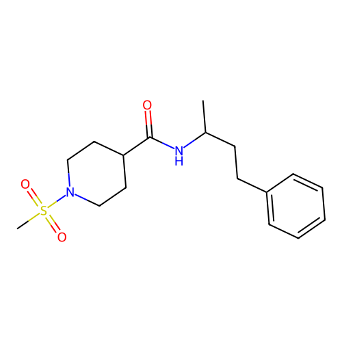 1-methylsulfonyl-N-(4-phenylbutan-2-yl)piperidine-4-carboxamide structure