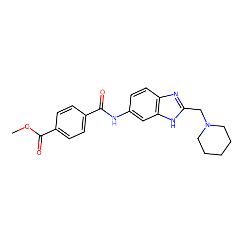 methyl 4-[[2-(piperidin-1-ylmethyl)-3H-benzimidazol-5-yl]carbamoyl]benzoate structure