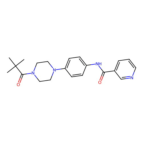 N-[4-[4-(2,2-dimethylpropanoyl)piperazin-1-yl]phenyl]pyridine-3-carboxamide structure